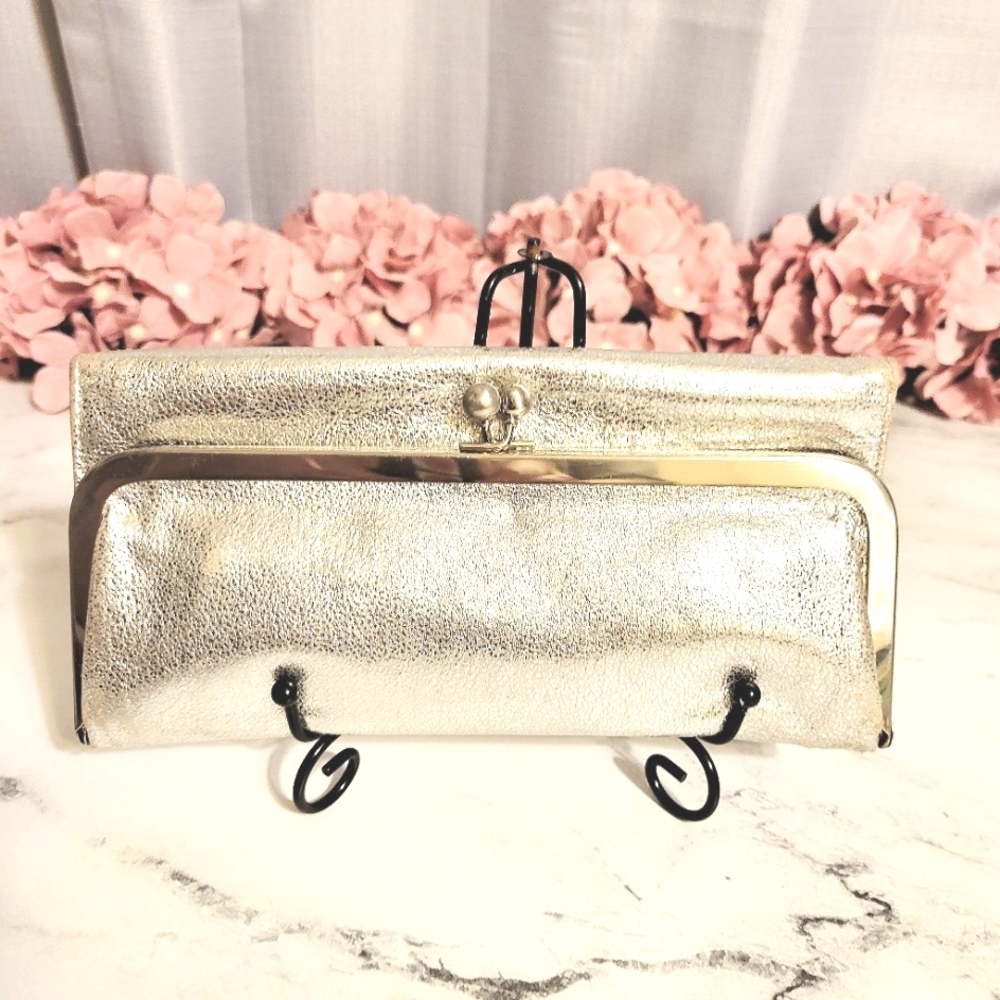 HOBO The Original Tri-Fold Silver Metallic Leather 'Rachel' Wallet